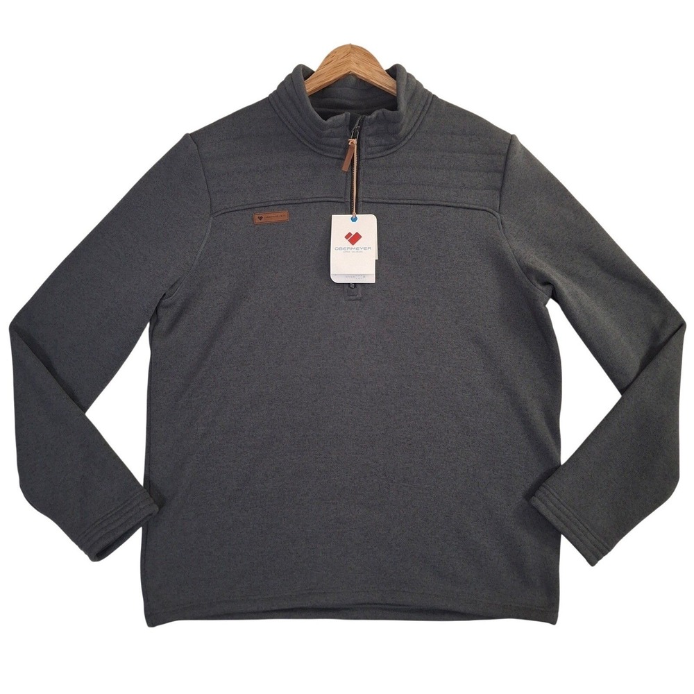 Obermeyer Jace Fleece Quarter Zip Pullover Men's XL Coal Gray Sweater 27044 NWT